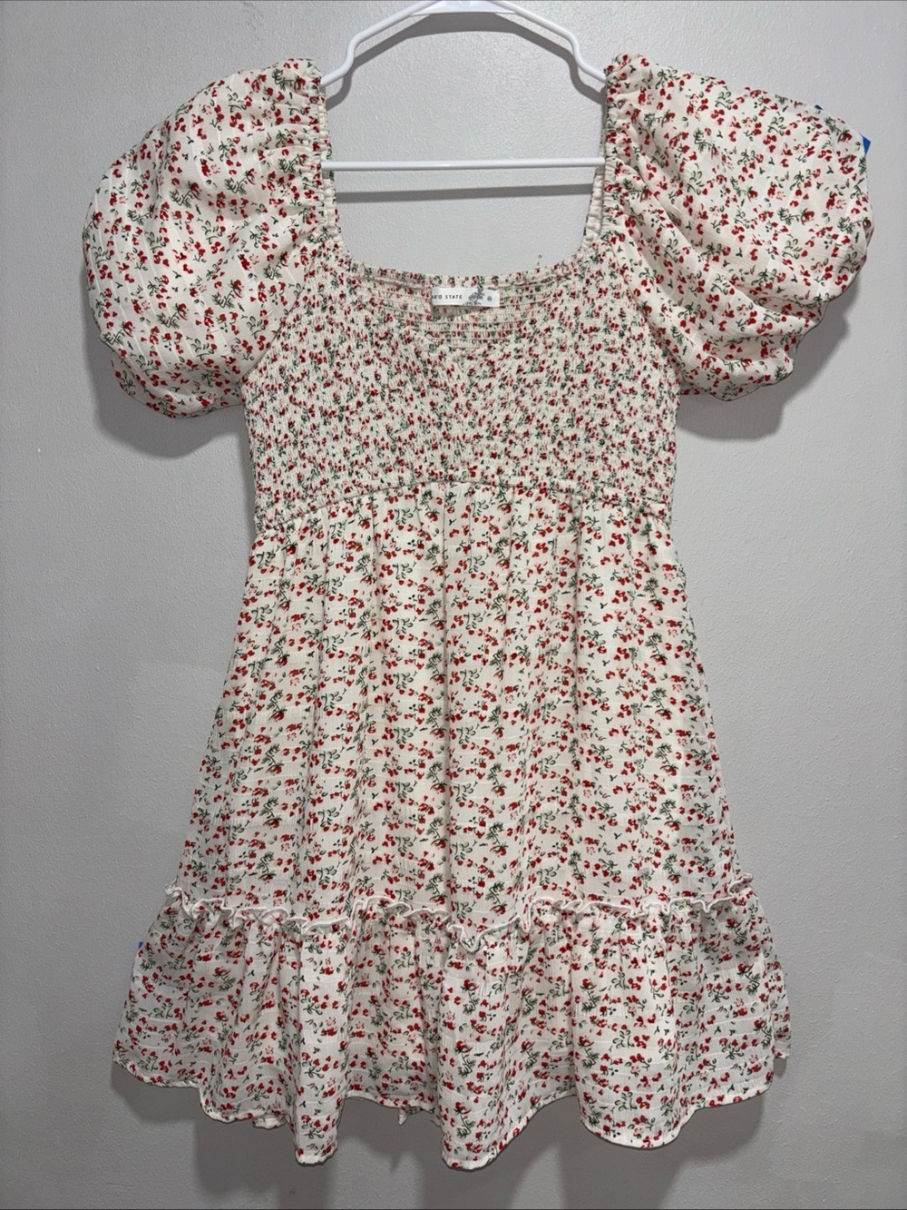 Altar'd State Cream Mini Dress with Red Floral Print